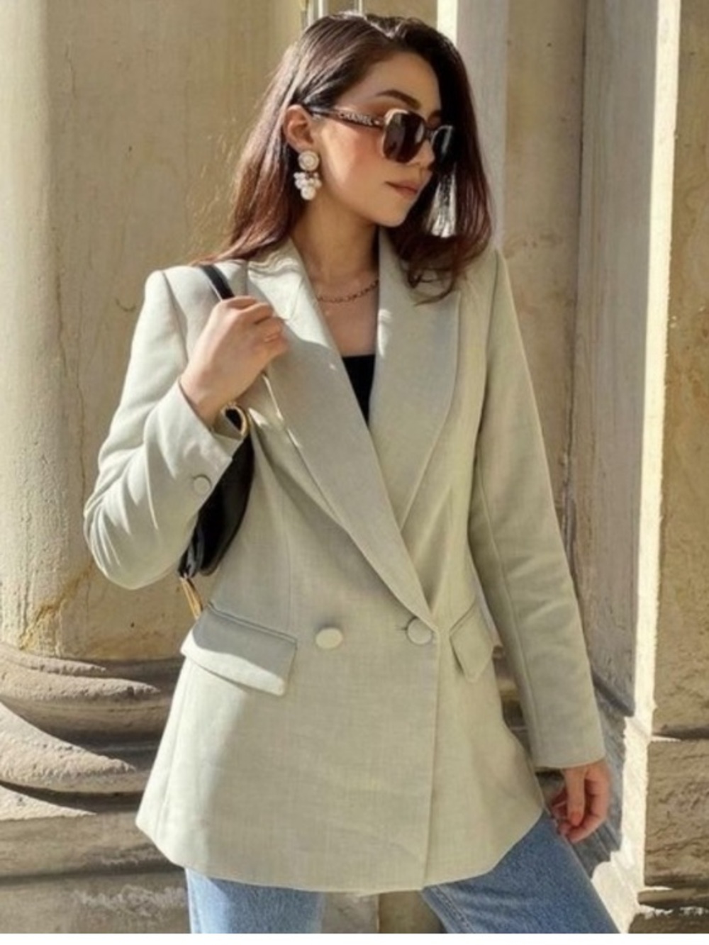 House of Harlow (S) Oversized Double-Breasted Blazer